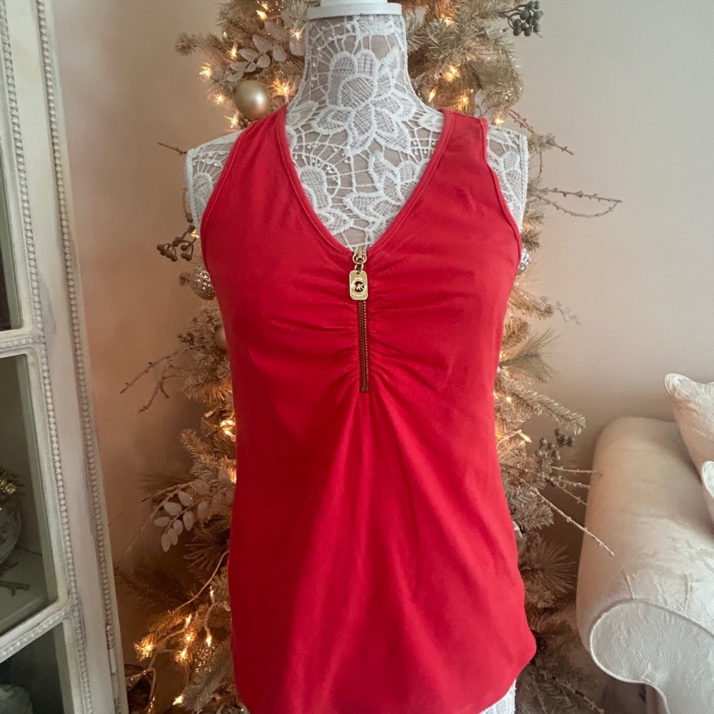 $79 Michael Kors dark orange Sleeveless Top with Zipper Detail